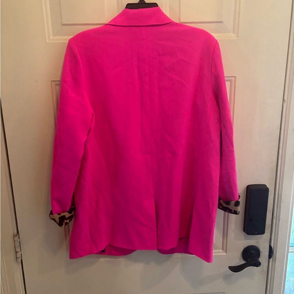 JODIFL Vibrant Pink Blazer with Leopard Print Lining - Picture 2 of 4